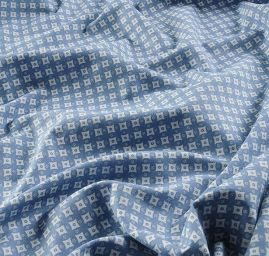 Riflovina pružná tisk čtverce světle modrá II.jakost