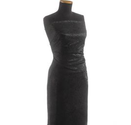 Brokát žakár  pružný květinový ornament černý