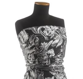 Krajka květinový motiv šedá