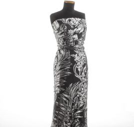 Krajka květinový motiv šedá