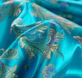 Látka brokát orientální motiv tyrkysová