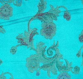 Látka brokát orientální motiv tyrkysová