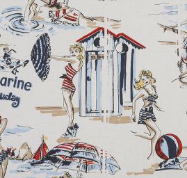 Bavlněná košilová látka motiv život na pláži