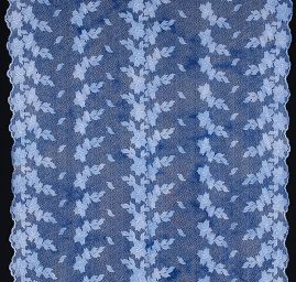 Efektní krajka květy na tylu s velkými oky v barvě modré