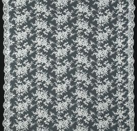 Krajka výšivka na tylu korálky, flitry, štras slonová kost