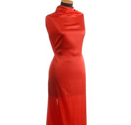 Pružný hladký satén jasně červený