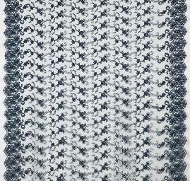 Krajka výšivka na vzorovém tylu tm.modrá