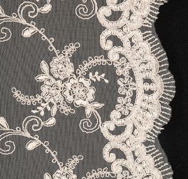 Krajka výšivka na tylu béžová