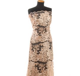 Pružná krajka květinový motiv lososová/tělová