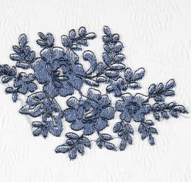 Krajka efektní lurexová výšivka tm.modrá/bílá