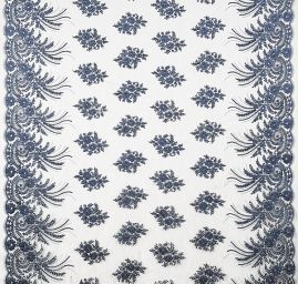 Krajka efektní lurexová výšivka tm.modrá/bílá