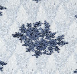 Krajka efektní lurexová výšivka tm. modrá