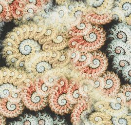 Viskozová šatová látka tisk abstraktní vzor spirál