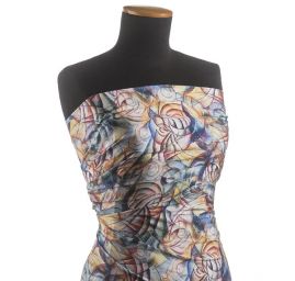 Viskozová šatová látka abstraktní motiv obraz