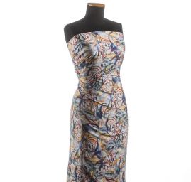 Viskozová šatová látka abstraktní motiv obraz