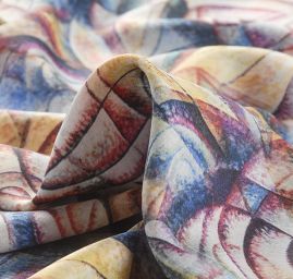 Viskozová šatová látka abstraktní motiv obraz