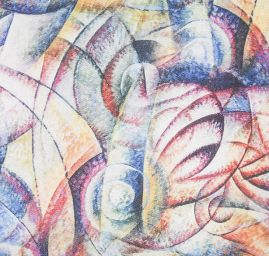 Viskozová šatová látka abstraktní motiv obraz