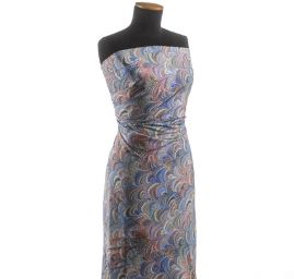 Viskozová šatová látka tisk abstraktní vzor páví peří