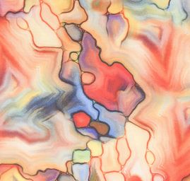 Viskozová šatová látka tisk abstraktní vzor akvarel