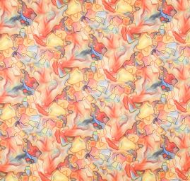 Viskozová šatová látka tisk abstraktní vzor akvarel