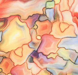 Viskozová šatová látka tisk abstraktní vzor akvarel