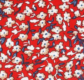 Viskozová šatová látka květy drobné květy malinová