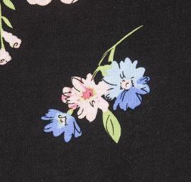 Viskozová šatová látka tisk květin černá