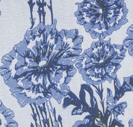 Imitace hedvábí krajkový květinový vzor modrý