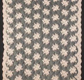 Krajka na vzorovém tylu květy béžovopudrová