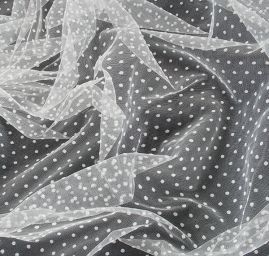 Tyl šatový sametový flock slonová kost