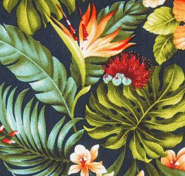 Viskozová šatová látka tisk exotic