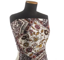 Viskozová šatová látka šátkový vzor vínový