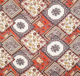 Viskozová šatová látka šátkový vzor vínový