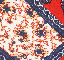 Viskozová šatová látka šátkový vzor modrý