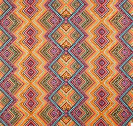 Viskozová šatová látka etno vzor fialovorůžová