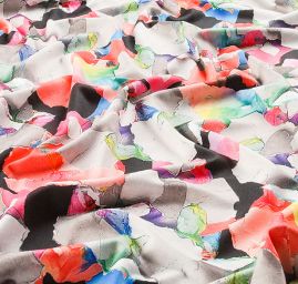 Úplet vyšší gramáže abstraktní barevný tisk