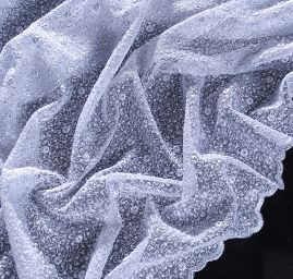 Krajka výšivka na tylu stříbrné barvy