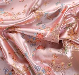 Látka brokát orientální motiv starorůžová