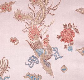 Látka brokát orientální motiv starorůžová