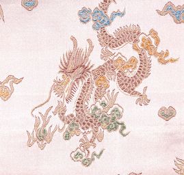 Látka brokát orientální motiv starorůžová