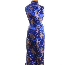 Látka brokát orientální motiv modrá