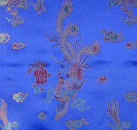 Látka brokát orientální motiv modrá