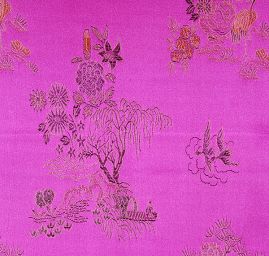 Látka brokát orientální motiv purpurová