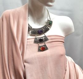 Samet pružný velur mat starorůžový