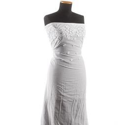 Krajka madeira bordura plastické květy bílá