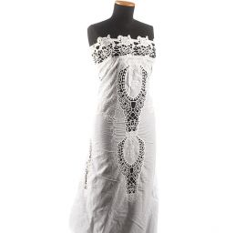 Bavlněné plátno s bordurovou výšivkou rišelie a krajkou bílá