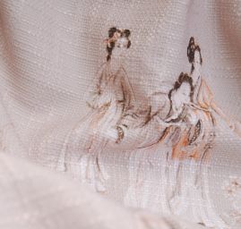 Látka originální tisk "Japonerie" imitace buretu