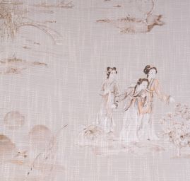 Látka originální tisk "Japonerie" imitace buretu