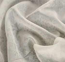 Organza žakárový vzor květů smetanová