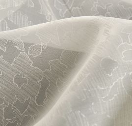 Organza žakárový vzor květů smetanová